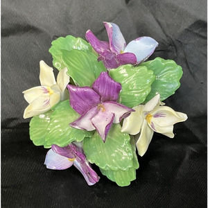 Vintage Ceramic Violets Bouquet Decor By Royal Adderley Bone China England 2"